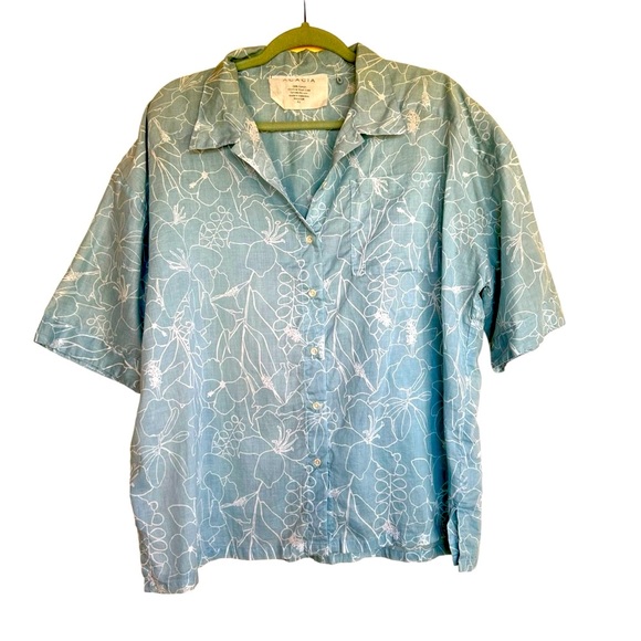 Acacia Swimwear Cotton Button up Demi shirt in Moorea Blue Floral - Picture 10 of 10